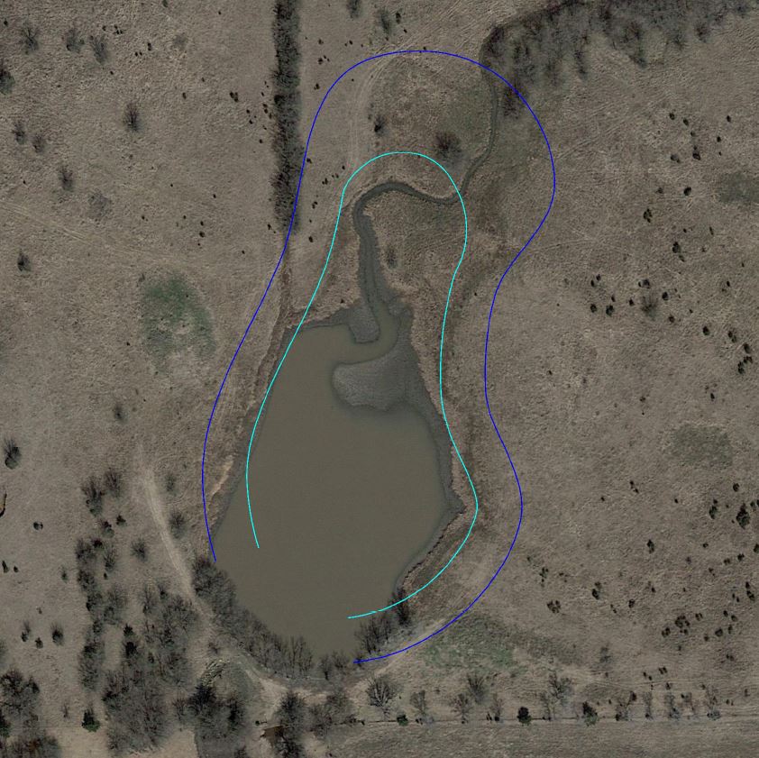 Attached picture new pond outline.JPG